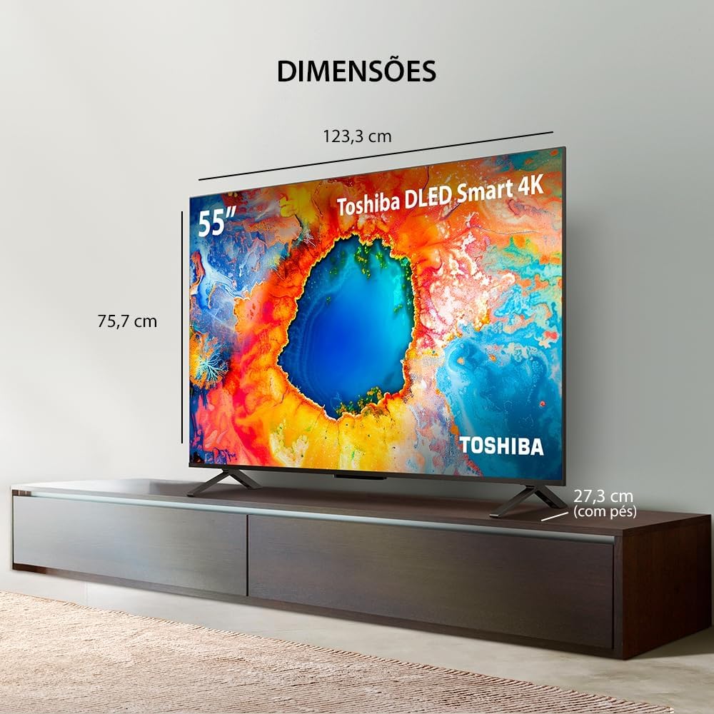 Smart TV DLED 55" 4k Toshiba 55C350NS VIDAA 3 HDMI 2 USB Wi-Fi - TB030M - Imagem 5