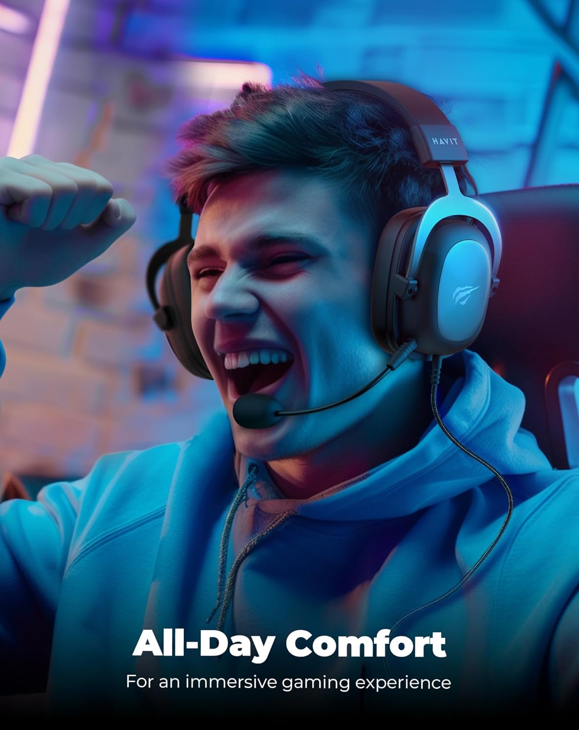 Havit Headphone Fone de Ouvido H2002d, Gamer, com Microfone, Falante 53mm, Plug 3, 5mm: compatível com XBOX ONE e PS4, HAVIT, HV-H2002d - Imagem 8