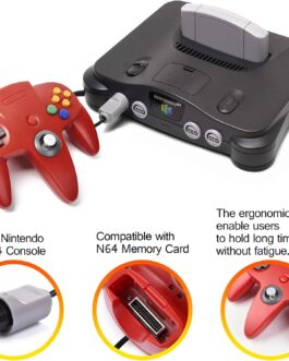miadore 4 Pack Classic N64 Controller, Wired Classic N64 Gamepad with Upgraded Joystick(Non PC USB Version) (Black/Gray/Red/Blue)