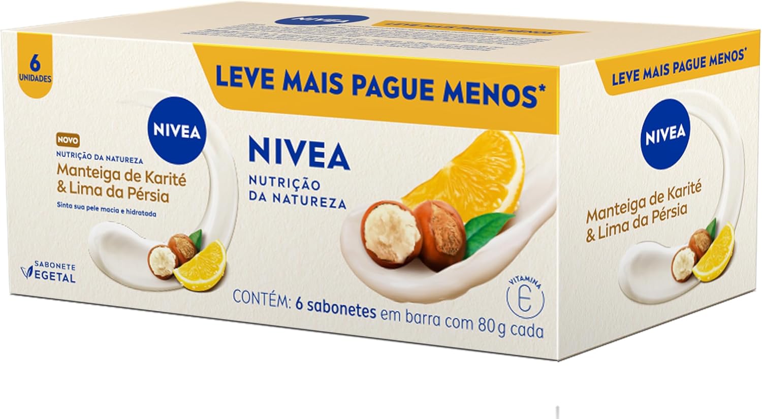 NIVEA Sabonete Vegetal Nutrição Da Natureza Manteiga De Karité & Lima Da Pérsia 80g (6 un.) NIVEA Sabonete Vegetal Nutrição Da Natureza Manteiga De Karité & Lima Da Pérsia 80g (6 un.)