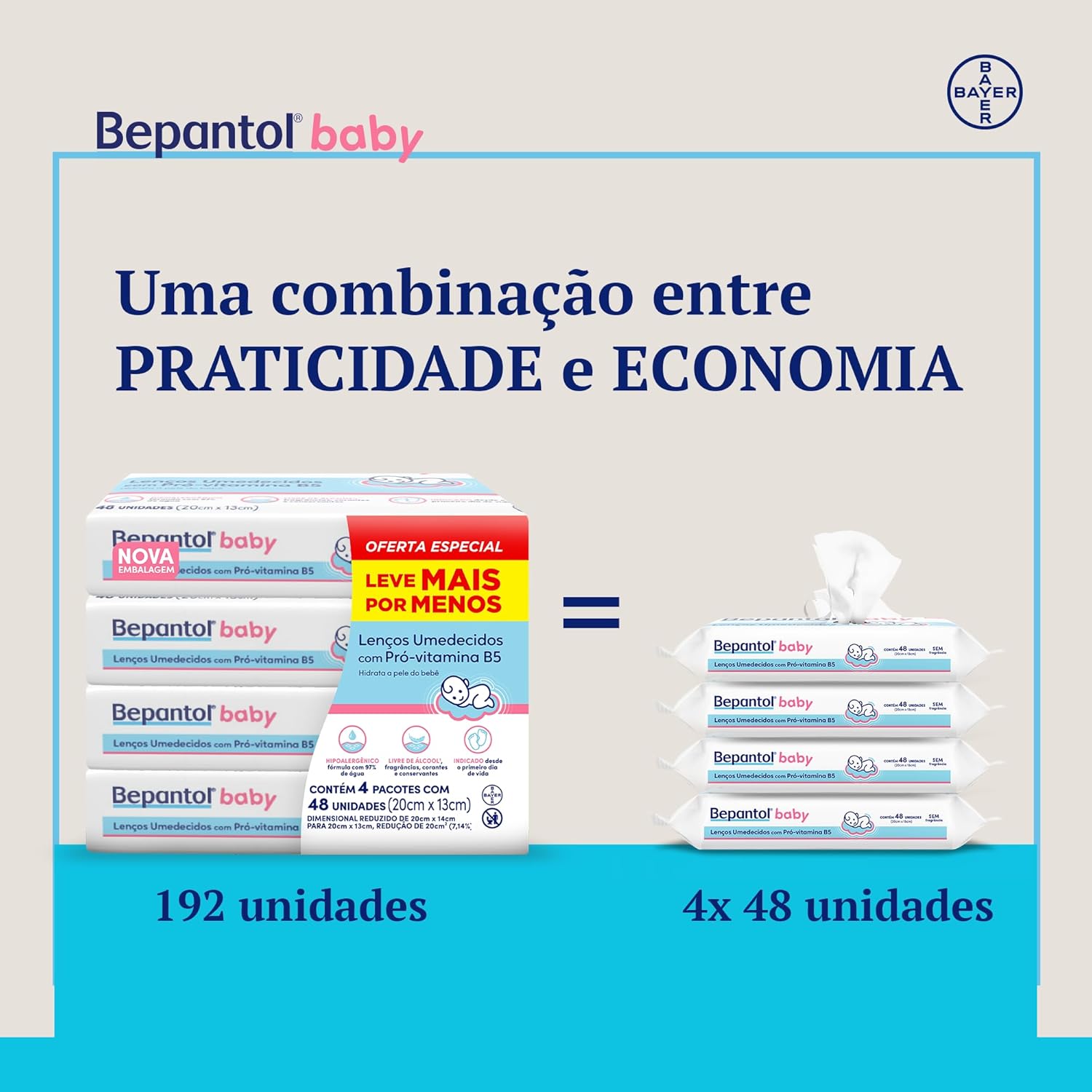 Bepantol Baby Leve 4 Pague 3 Kit 192 Lenços Umedecidos - Imagem 6