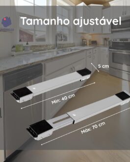 Suporte Ajustável com Rodízios para Eletrodomésticos, Capacidade 200kg, Compatível com Geladeira, Fogão e Máquina de Lavar Louças (Branco)