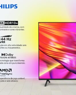 PHILIPS, Smart TV, Ambilight THE ONE 65″ 4K 144 Hz, 65PUG8929/78, P5, DTS Play-Fi, Freesync, Dolby Vision e Atmos, 40 WRMS