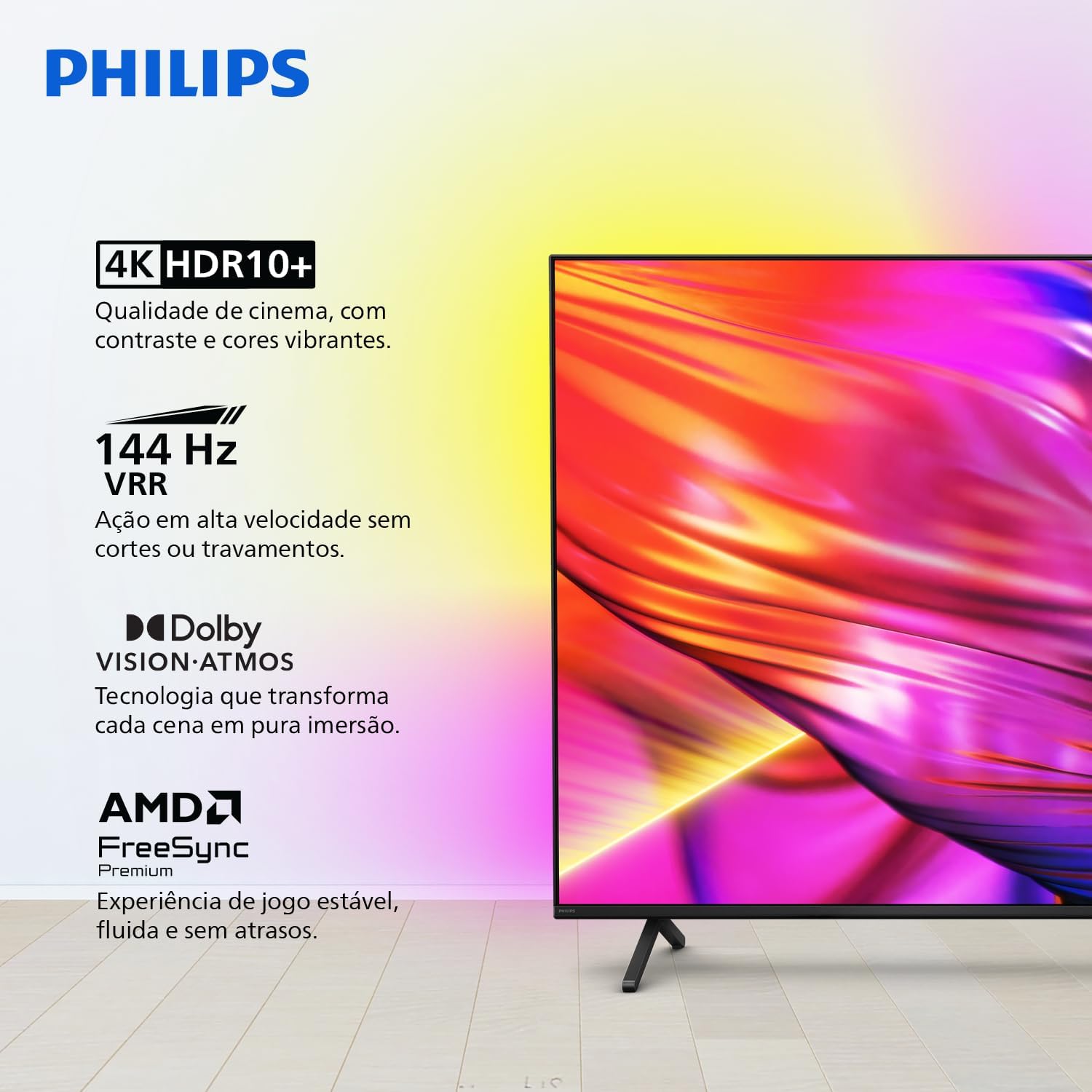PHILIPS, Smart TV, Ambilight THE ONE 65" 4K 144 Hz, 65PUG8929/78, P5, DTS Play-Fi, Freesync, Dolby Vision e Atmos, 40 WRMS - Imagem 2