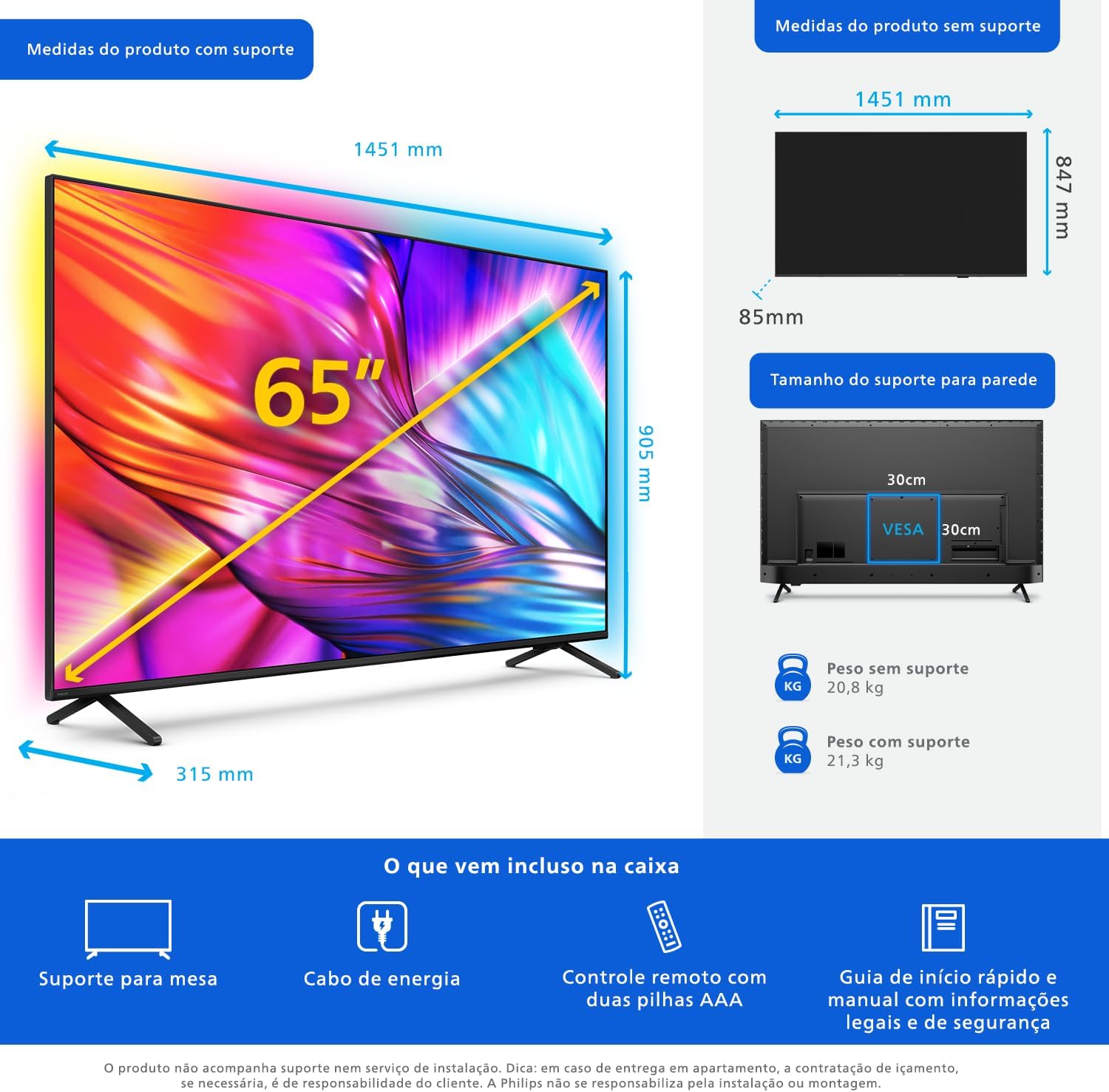 PHILIPS, Smart TV, Ambilight THE ONE 65" 4K 144 Hz, 65PUG8929/78, P5, DTS Play-Fi, Freesync, Dolby Vision e Atmos, 40 WRMS - Imagem 10