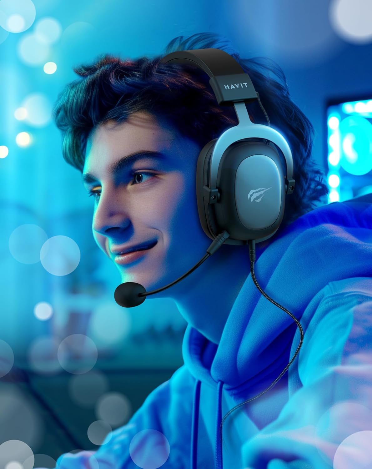 Havit Headphone Fone de Ouvido H2002d, Gamer, com Microfone, Falante 53mm, Plug 3, 5mm: compatível com XBOX ONE e PS4, HAVIT, HV-H2002d - Imagem 7