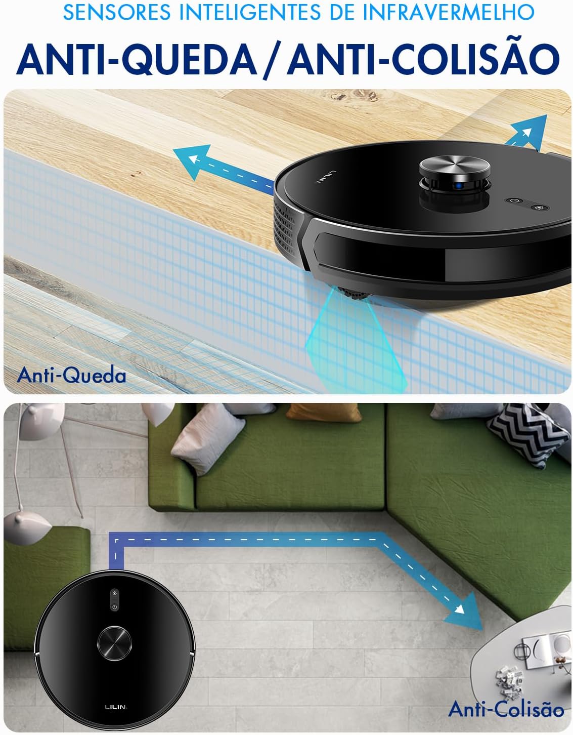 LILIN Robô aspirador de pó X6, Navegação e mapeamento LIDAR, 110/220V Bivolt, Aspirador e esfregão 3 em 1, Mapeamento de vários pisos, Autocarregamento, Conexão WiFi, Funciona com Alexa - Imagem 9