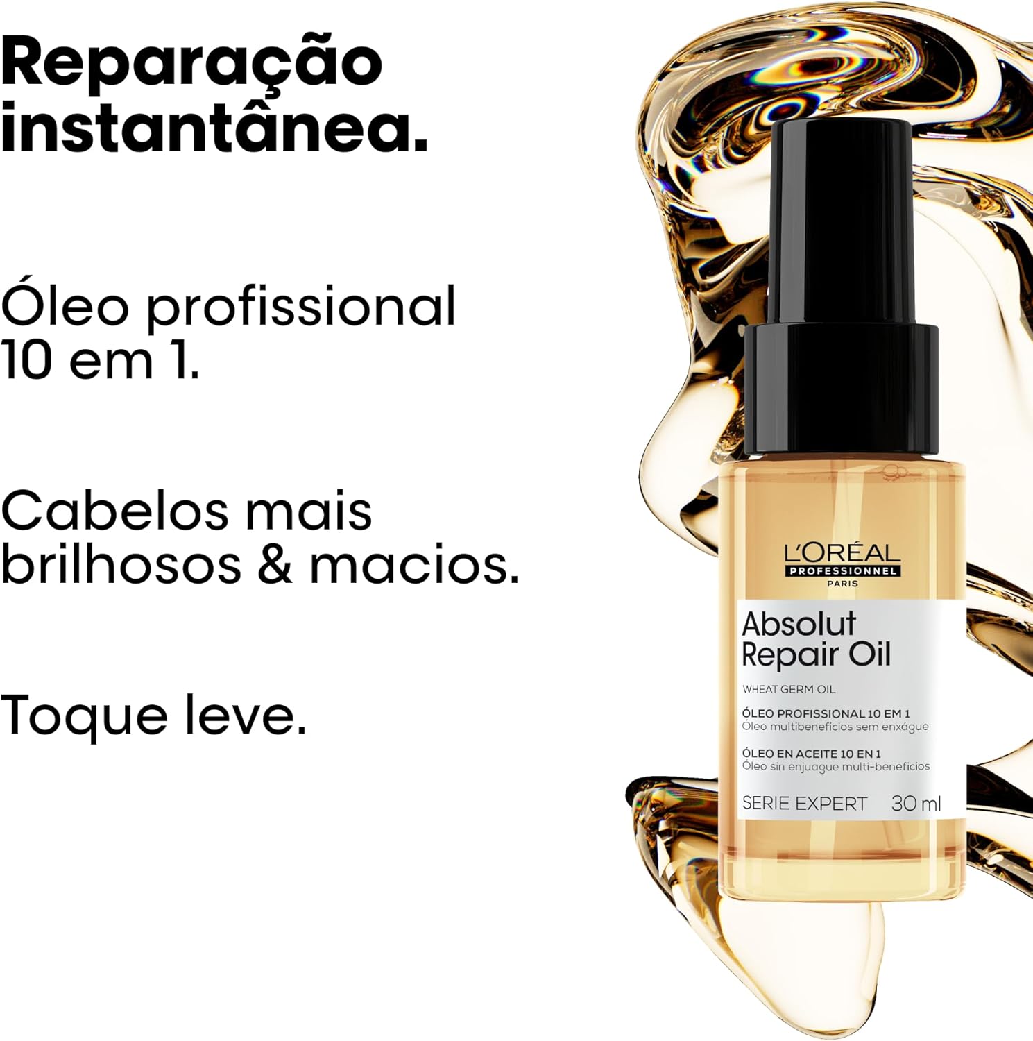 L'Oréal Professionnel Óleo 10 em 1 Absolut Repair | Multi-benefícios para cabelos secos e danificados | Repara e Promove Brilho | Com Gold Quinoa e Proteínas - Imagem 3