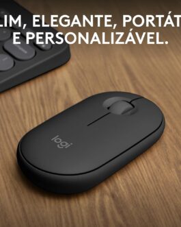 Mouse sem fio Logitech Pebble 2 M350s com Clique Silencioso, Design Slim Ambidestro, Conexão Bluetooth e Pilha Inclusa – Grafite