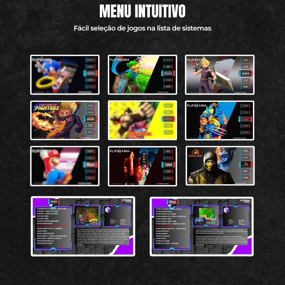 Game Retro Diversos Consoles 2 Controles com Fio Sistema 128GB com Jogos Atualizado Arcadian Box (2 Controles com fio) - Imagem 4