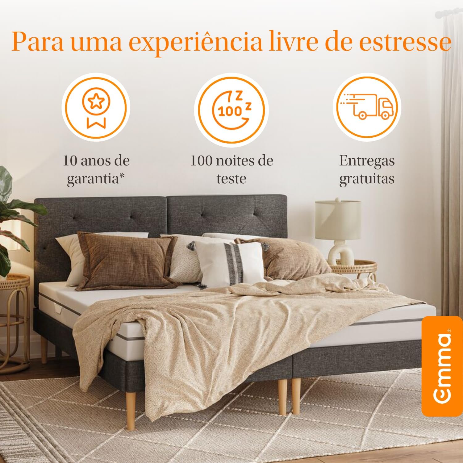 Colchão Casal Emma Duo Comfort – 10 anos de garantia, conforto de dupla face e suporte ideal para o seu corpo – 138x188cm. - Imagem 5