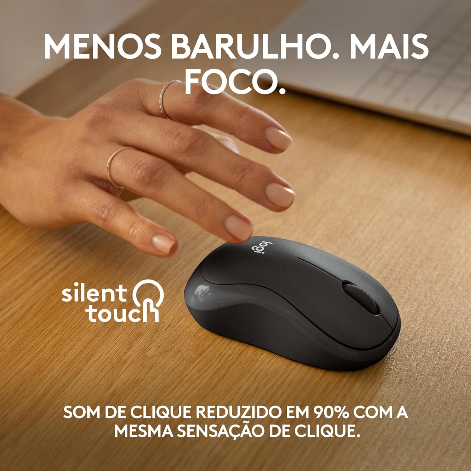 Mouse Sem Fio Logitech M240 com Conexão Bluetooth, Clique Silencioso, Design Ambidestro Compacto, Bateria de 18 Meses, Compatível com Windows, macOS, ChromeOS - Preto - Imagem 3