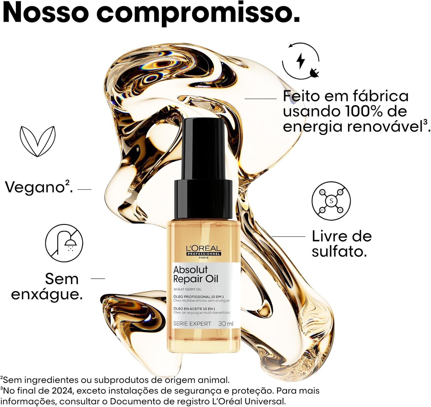 L'Oréal Professionnel Óleo 10 em 1 Absolut Repair | Multi-benefícios para cabelos secos e danificados | Repara e Promove Brilho | Com Gold Quinoa e Proteínas - Imagem 2