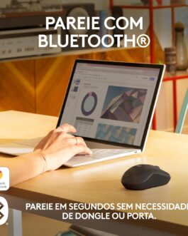 Mouse Sem Fio Logitech M240 com Conexão Bluetooth, Clique Silencioso, Design Ambidestro Compacto, Bateria de 18 Meses, Compatível com Windows, macOS, ChromeOS – Preto