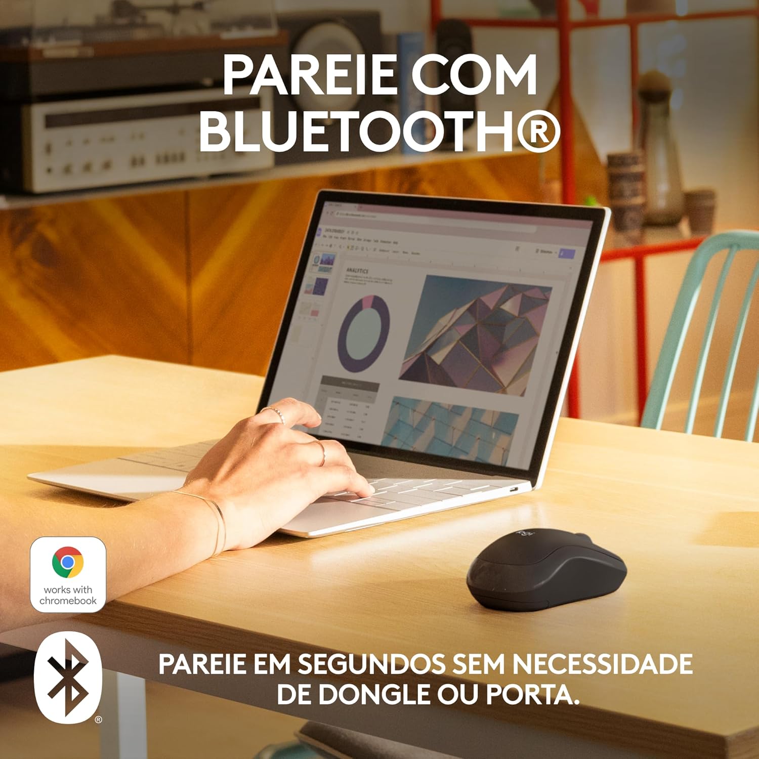 Mouse Sem Fio Logitech M240 com Conexão Bluetooth, Clique Silencioso, Design Ambidestro Compacto, Bateria de 18 Meses, Compatível com Windows, macOS, ChromeOS - Preto - Imagem 2