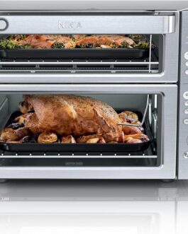 Ninja – Forno de bancada de pilha dupla XL e fritadeira a ar com sistema Pro Cook, 12 em 1, Flexdoor, FlavorSeal, acabamento inteligente com tecnologia DualZone, fritadeira a ar, assar, assar,