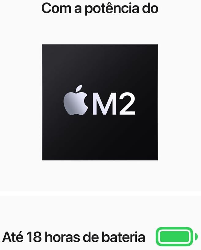 Notebook MacBook (2022) Apple com chip M2: tela Liquid Retina de 13.6 polegadas, 16GB de RAM, 256 GB de SSD. Meia-noite. - Imagem 3