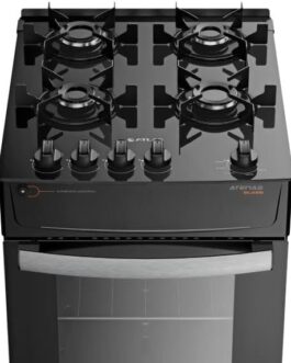 Fogão Atlas 4 Bocas preto Atenas Glass com Acendimento automático – Bivolt