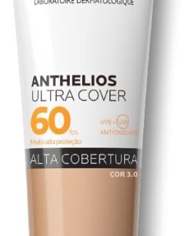 La Roche-Posay, Ultra Cover, Protetor Solar com Cor e Performance de Maquiagem, 12h de cobertura de base em uma única camada, Textura Fluida, Oil free, Toque Seco, FPS60, 30g