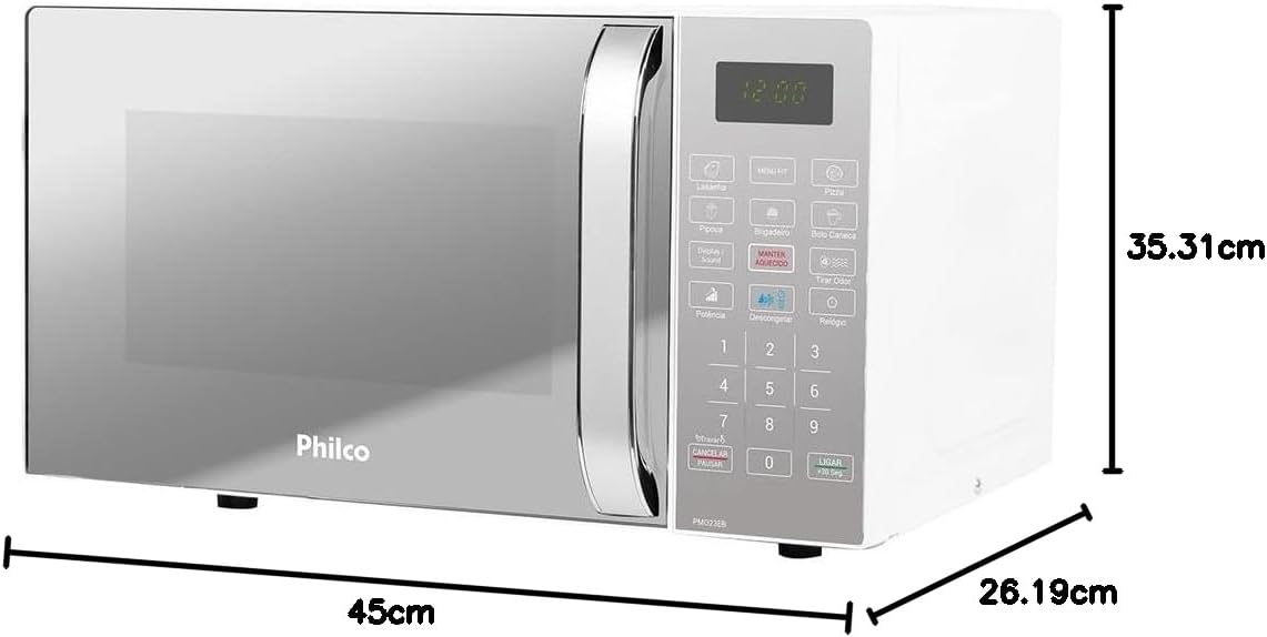 Micro-ondas Philco 20 Litros Limpa Fácil Espelhado Branco PMO23EB - 220V - Imagem 9