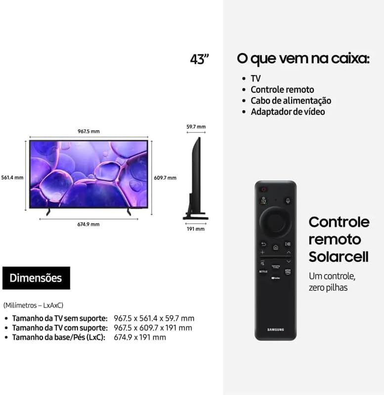 Smart TV 43" Crystal UHD 4K U8600F 2025 + Soundbar B400F/ZD - Imagem 4