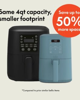 bella Fritadeira a ar fina de 4 litros, serve em qualquer lugar™, revestimento antiaderente de cerâmica EverGood™, temperatura ajustável, 6 opções de cozimento predefinidas, desligamento automático de