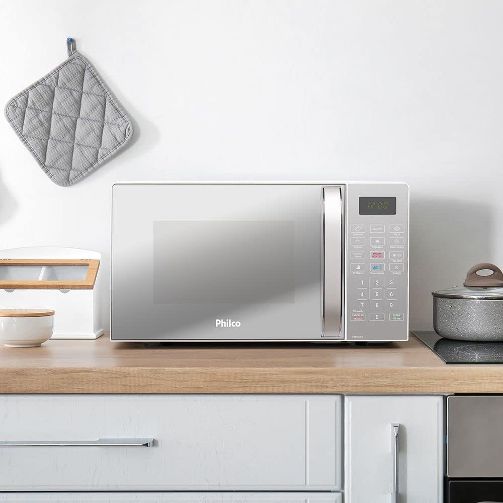 Micro-ondas Philco 20 Litros Limpa Fácil Espelhado Branco PMO23EB - 220V - Imagem 5