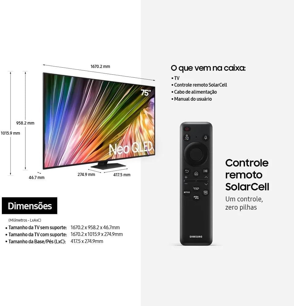 Samsung AI Big TV 75" Neo QLED 4K 75QN85D 2024, Processador com AI, Upscaling 4K, Mini LED, Painel 120hz, AI Energy Mode, Alexa built in - Imagem 3