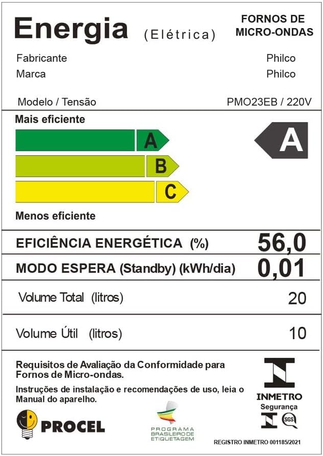 Micro-ondas Philco 20 Litros Limpa Fácil Espelhado Branco PMO23EB - 220V - Imagem 6