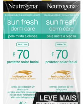 Protetor Solar Facial Para Pele Oleosa Derm Care, FPS 70, Sem Cor, Kit com 2 Unidades de 40g