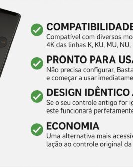 Controle Remoto Premium TV 4K Smart QLED Cristal UHD Compatível C/Teclas Netflix Prime Video Globoplay Substitui BN59 AA59 Sem Voz – Pronto Pra Usar Sem Configuração