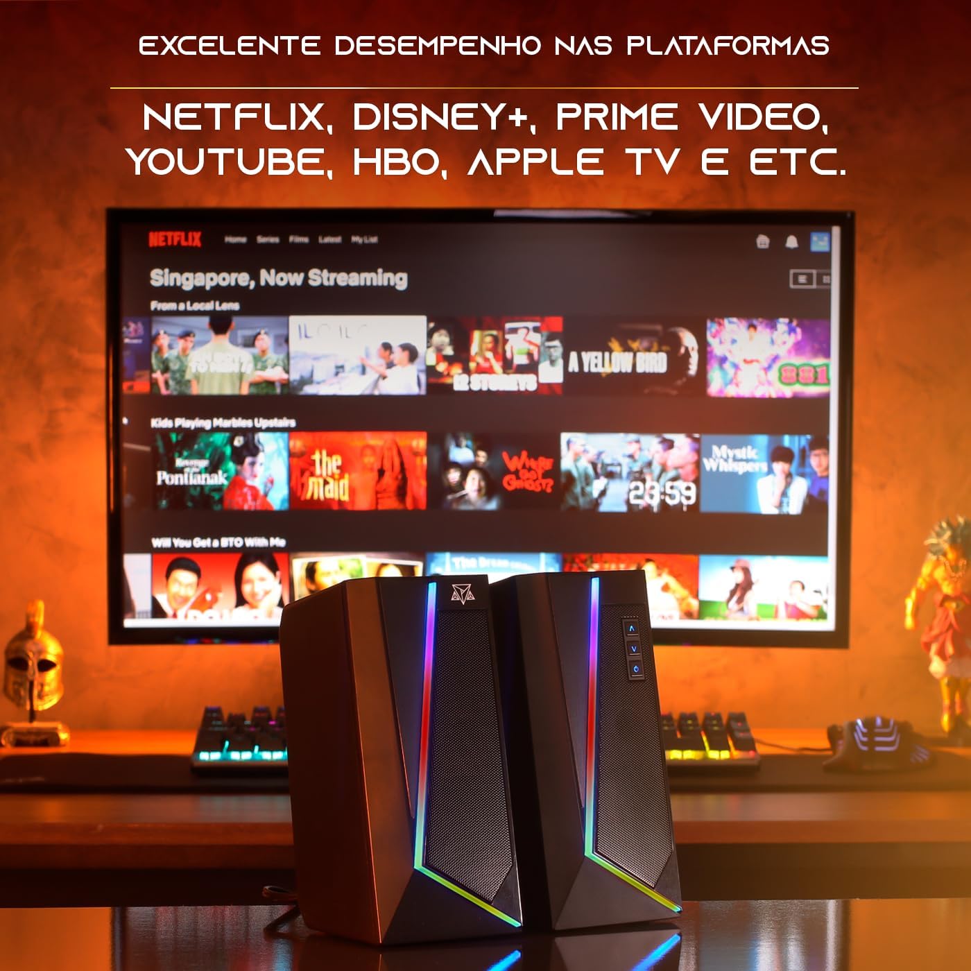 Caixa De Som Adamantiun Nirvan S10a P2 3.5mm Estéreo 2.5 3W*2 RGB Preto - Imagem 4