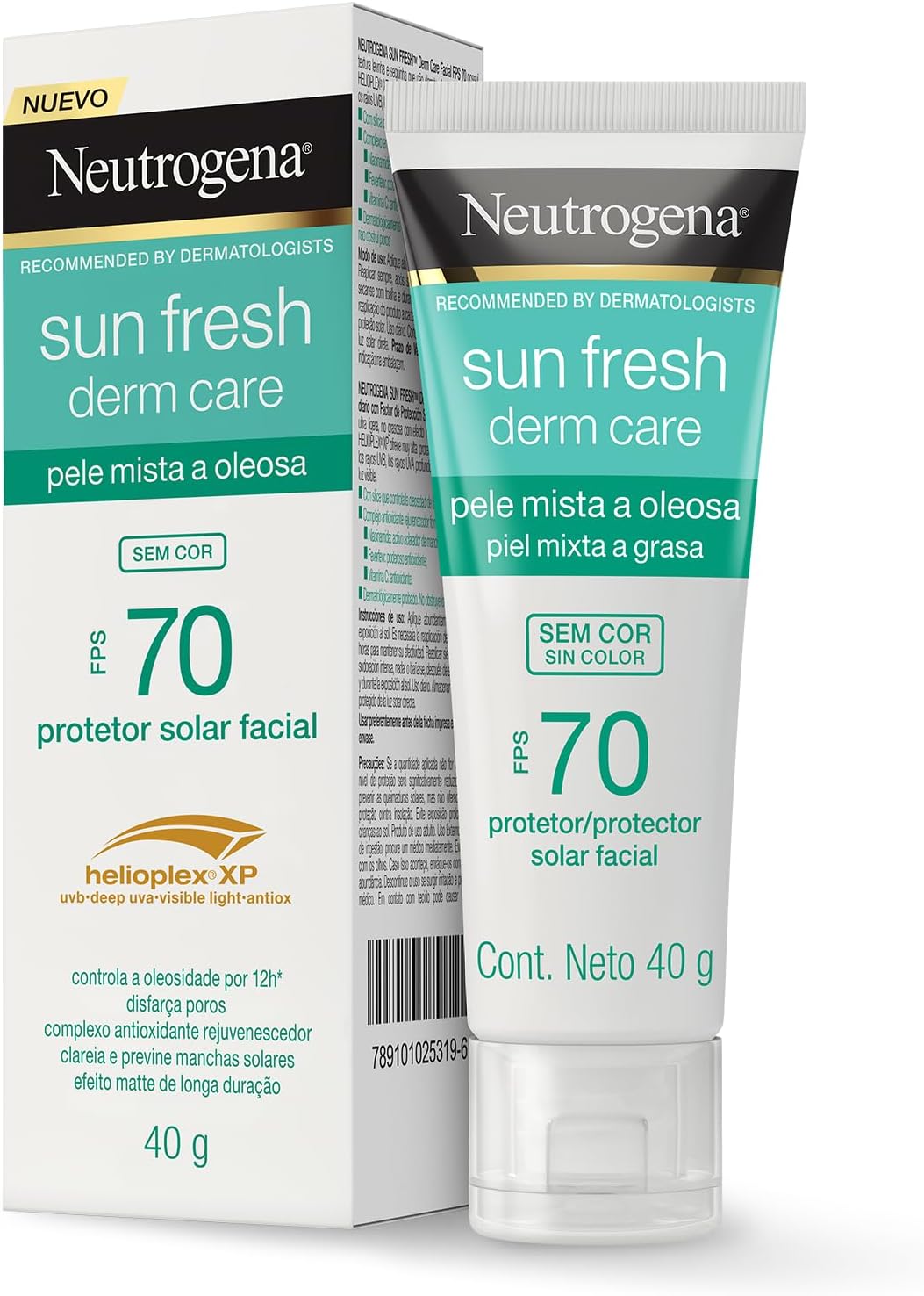 Protetor Solar Facial Para Pele Oleosa Derm Care, FPS 70, Sem Cor, Kit com 2 Unidades de 40g - Imagem 3