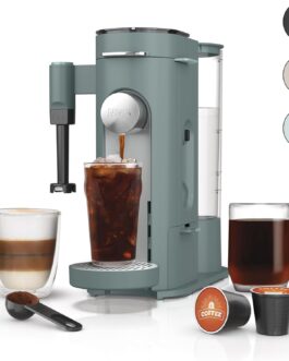 Ninja Cafeteira de reserva única Pods & Grounds Speciality, compatível com cápsulas K-Cup e espumador de leite embutido, copos de 170 g a 680 g, cafeteira gelada,