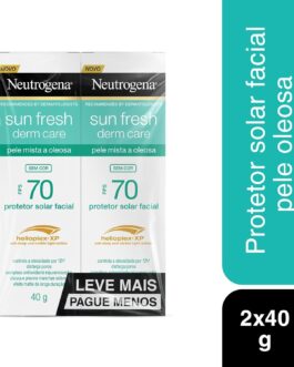 Protetor Solar Facial Para Pele Oleosa Derm Care, FPS 70, Sem Cor, Kit com 2 Unidades de 40g