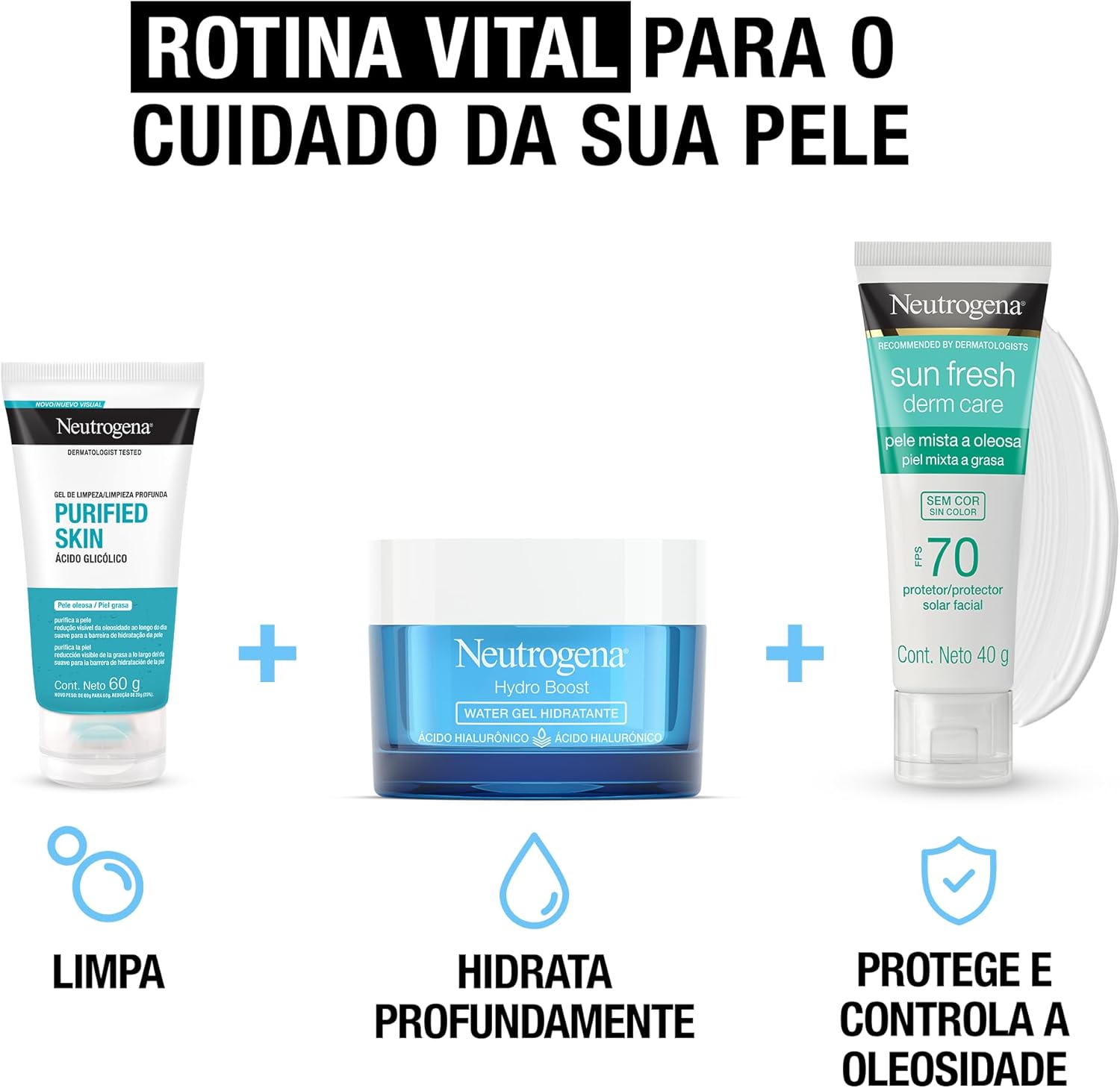 Protetor Solar Facial Para Pele Oleosa Derm Care, FPS 70, Sem Cor, Kit com 2 Unidades de 40g - Imagem 8