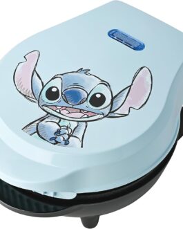 Select Brands Disney Lilo & Stitch Mini waflera de 4 polegadas, bonito aparelho para waffles individuais, possui placas antiaderentes de cerâmica e pés antiderrapantes, para fazer waffles de