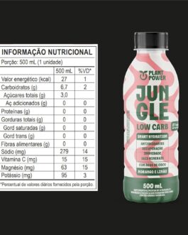 Jungle Low Carb Morango com Limão, Bebida Funcional, 500ml – 6 unidades