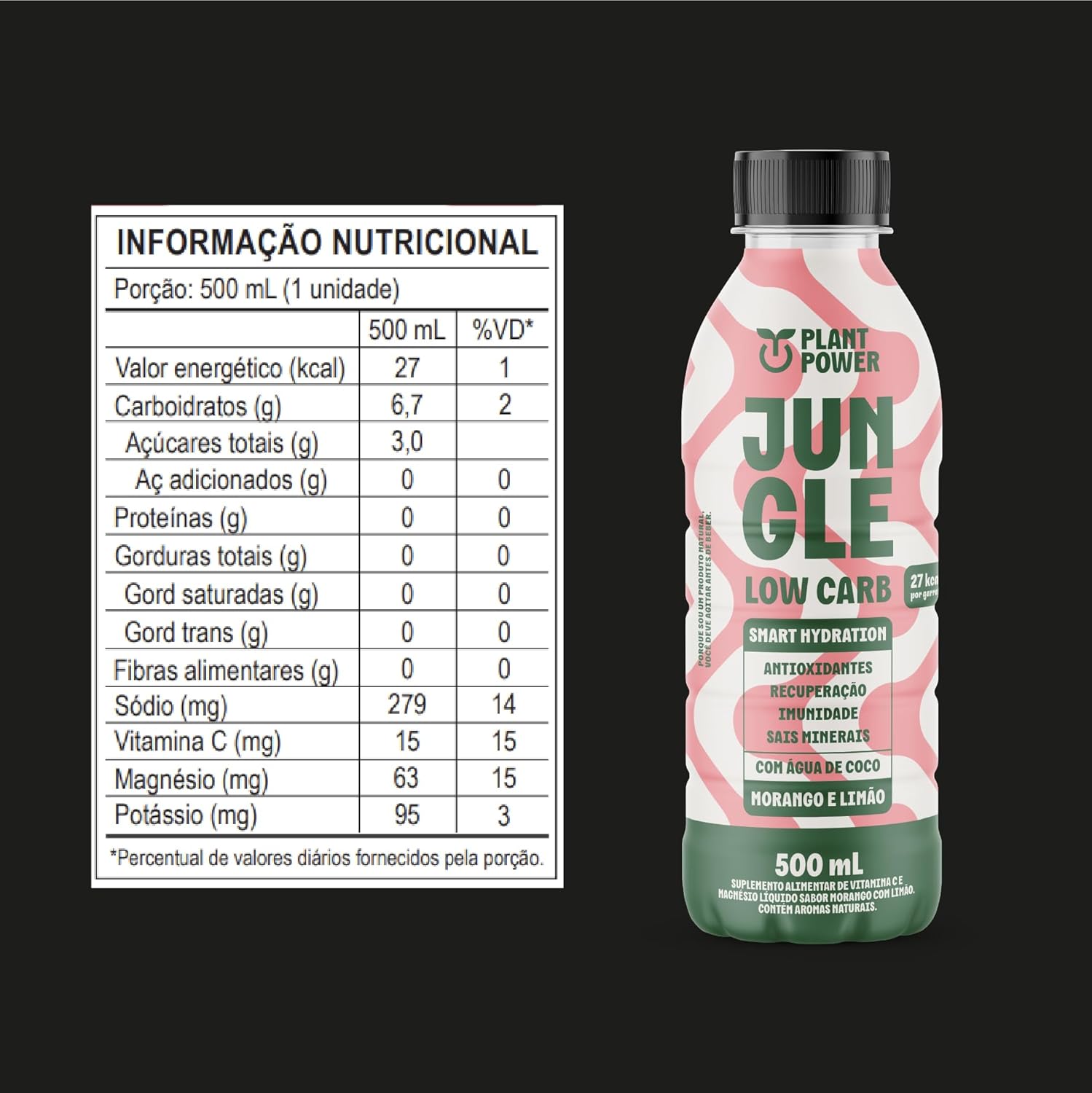 Jungle Low Carb Morango com Limão, Bebida Funcional, 500ml - 6 unidades - Imagem 2
