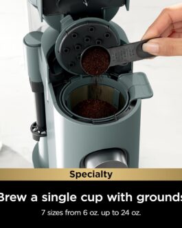 Ninja Cafeteira de reserva única Pods & Grounds Speciality, compatível com cápsulas K-Cup e espumador de leite embutido, copos de 170 g a 680 g, cafeteira gelada,