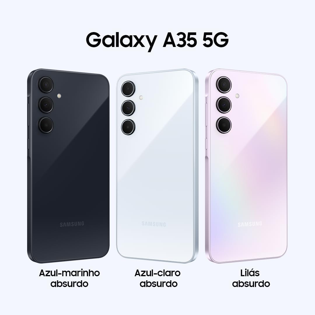 Samsung Galaxy A35 5G, Câmera Tripla Traseira de até 50MP, Selfie de 13MP, Nightography, Apagador de objetos, Design em vidro e IP67, Tela Super AMOLED de 6.6" 120Hz Vision Booster, 128GB - Azul Claro - Imagem 3