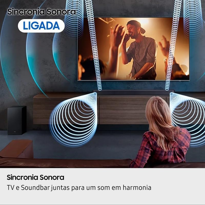 Soundbar Samsung HW-Q600F, com 3.1.2 canais, Bluetooth, Subwoofer sem fio, Dolby Atmos e Q-Symphony - Imagem 8