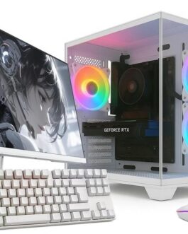 PC Gamer Completo Skill Apex Series, AMD Ryzen 5 5500, Geforce RTX 3050, 16GB DDR4, SSD 256GB M.2, Monitor LED 24″ 180Hz, Branco SAS022
