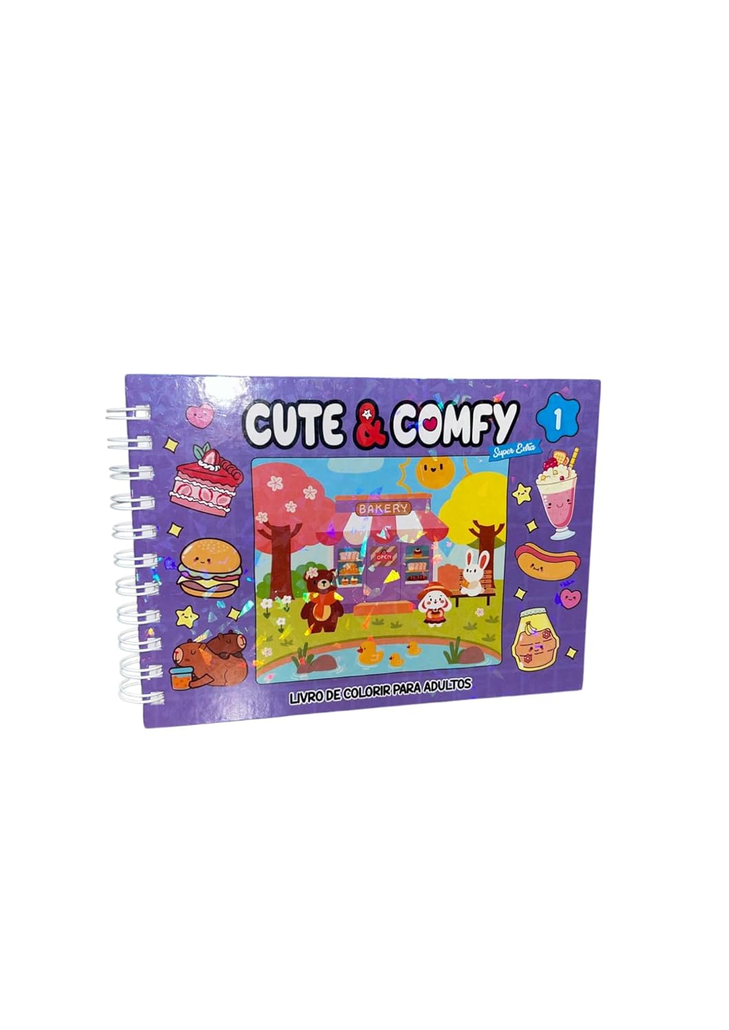 Cute & Comfy Super Extra - Livro de Colorir Adulto - Capa Dura Holográfica - Imagem 2