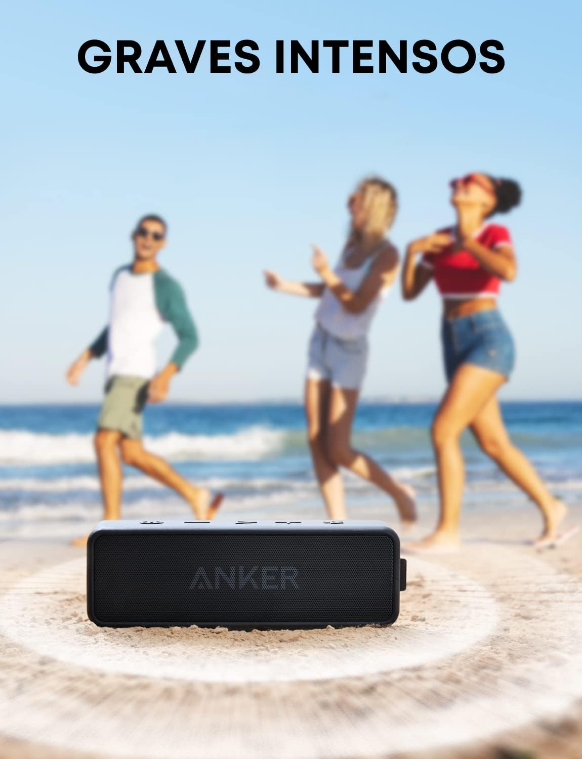 Anker soundcore 2 Caixa de Som Bluetooth Portátil com 12W de Som Estéreo, Bluetooth 5, BassUp, à Prova d'Água IPX7, 24 Horas de Reprodução, Emparelhamento Estéreo Sem Fio, Ideal para Casa e Viagens - Imagem 3