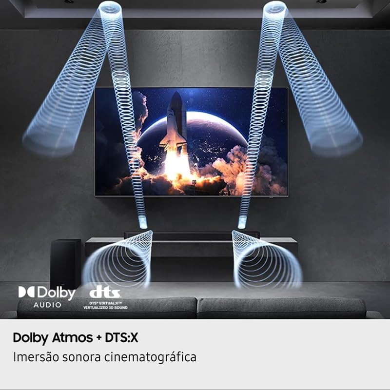 Soundbar Samsung HW-Q600F, com 3.1.2 canais, Bluetooth, Subwoofer sem fio, Dolby Atmos e Q-Symphony - Imagem 7