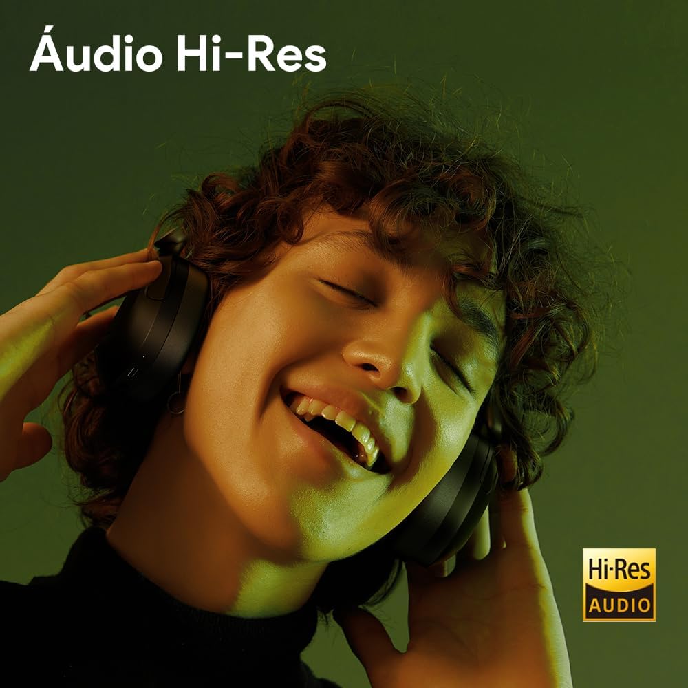 QCY H3 ANC Fone de Ouvido Bluetooth, Cancelamento de Ruído Ativo Headphone Bluetooth 5.4 Headset com Microfone, Certificação Hi-Res Audio, Conexão Multipontos, 60 horas reprodução, Preto - Imagem 2