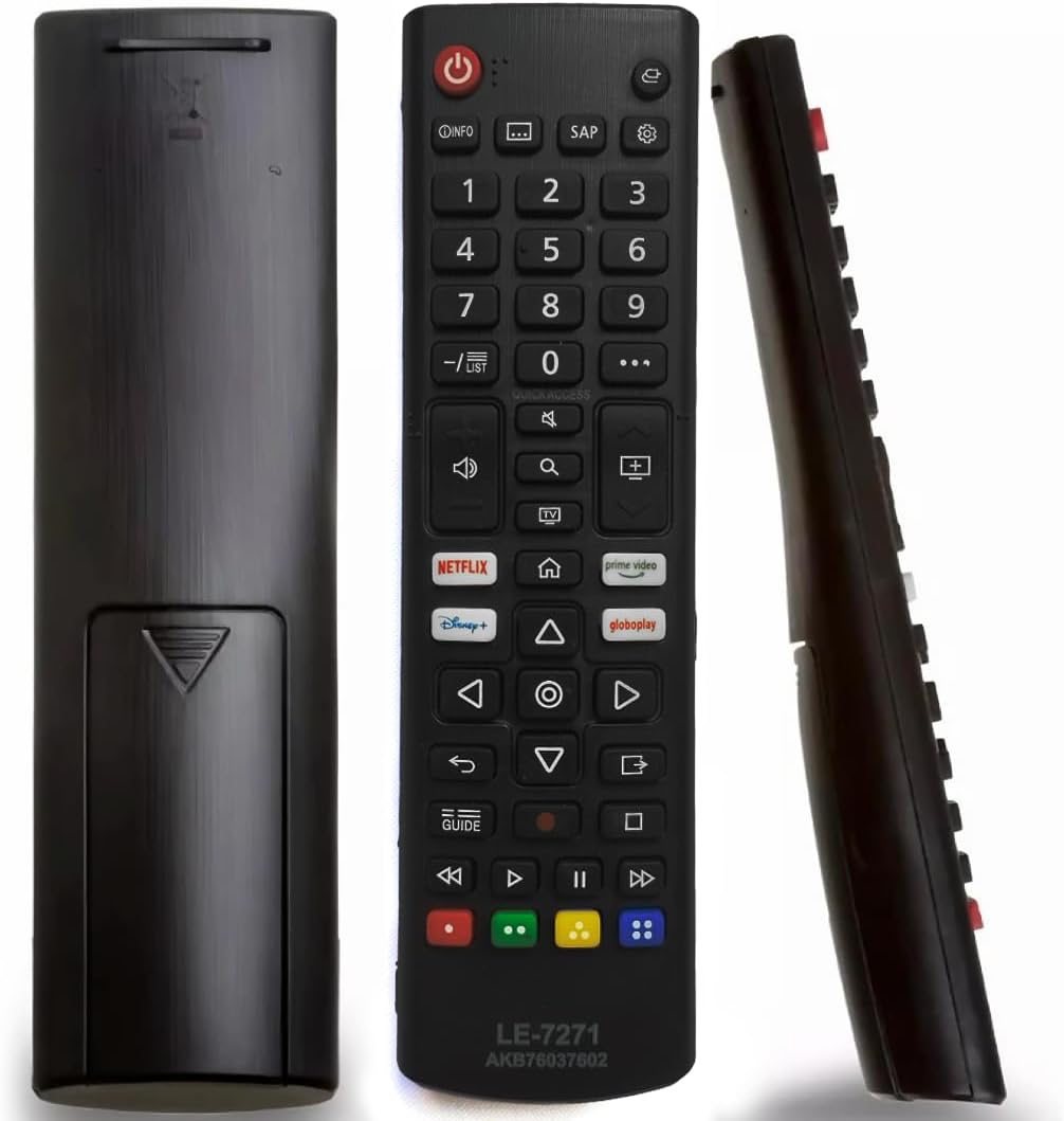 Controle Remoto Compatível com LG Universal Televisão LCD LED HDTV Plasma Smart Com Teclas Netflix, Prime, Disney+, Globoplay TV Digital Futebol