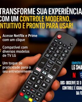Controle Remoto Universal Televisores Compatível com LG LCD LED HDTV Plasma Smart Com Teclas Netflix, Prime TV Digital Televisão Futebol Preto