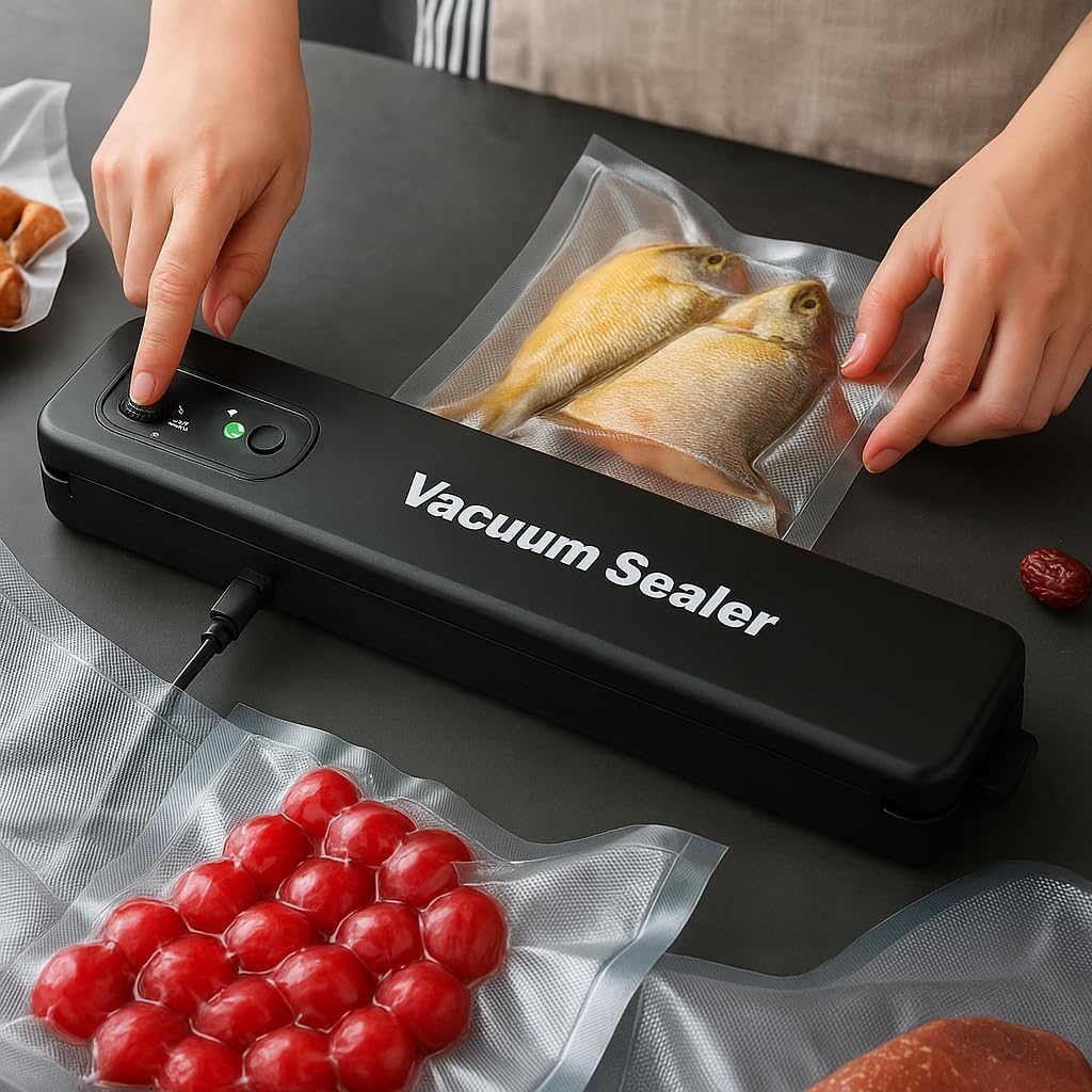 Seladora a Vácuo Automática e Portátil, para Uso Doméstico, Otimizada para Carnes, Queijos e Alimentos em Geral - Embalagem Moderna e Conservação Profissional com máxima eficiência. - Imagem 5